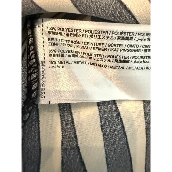 NWOT Mango Black & Cream Striped Satin Shirt‎ Dress XL - Picture 11 of 16